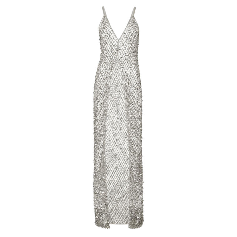 Net Mesh Sequin Long V-Neck Cami Top image number null