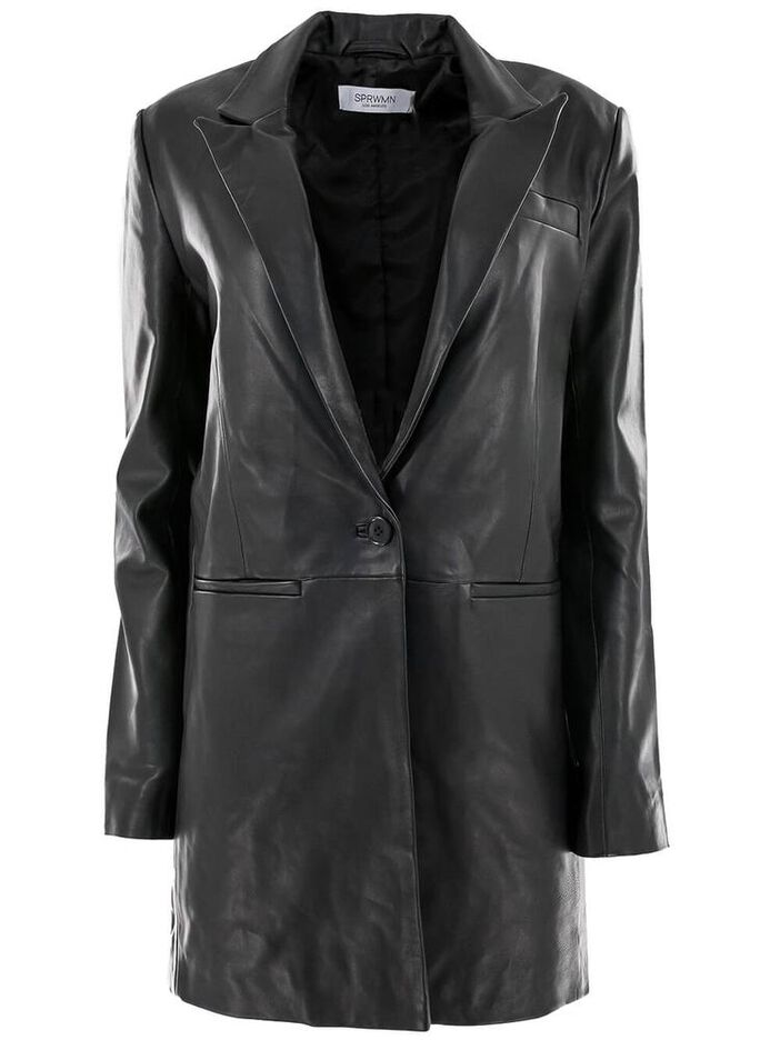 Long Leather Blazer image number null