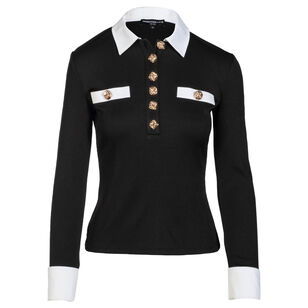 Asher Poplin Combo Long Sleeve Top