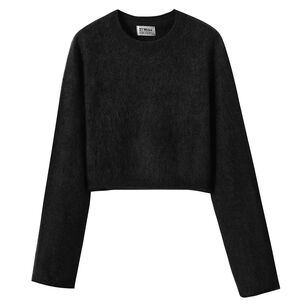 Najah Fuzzy Cropped Cashmere Crewneck Sweater