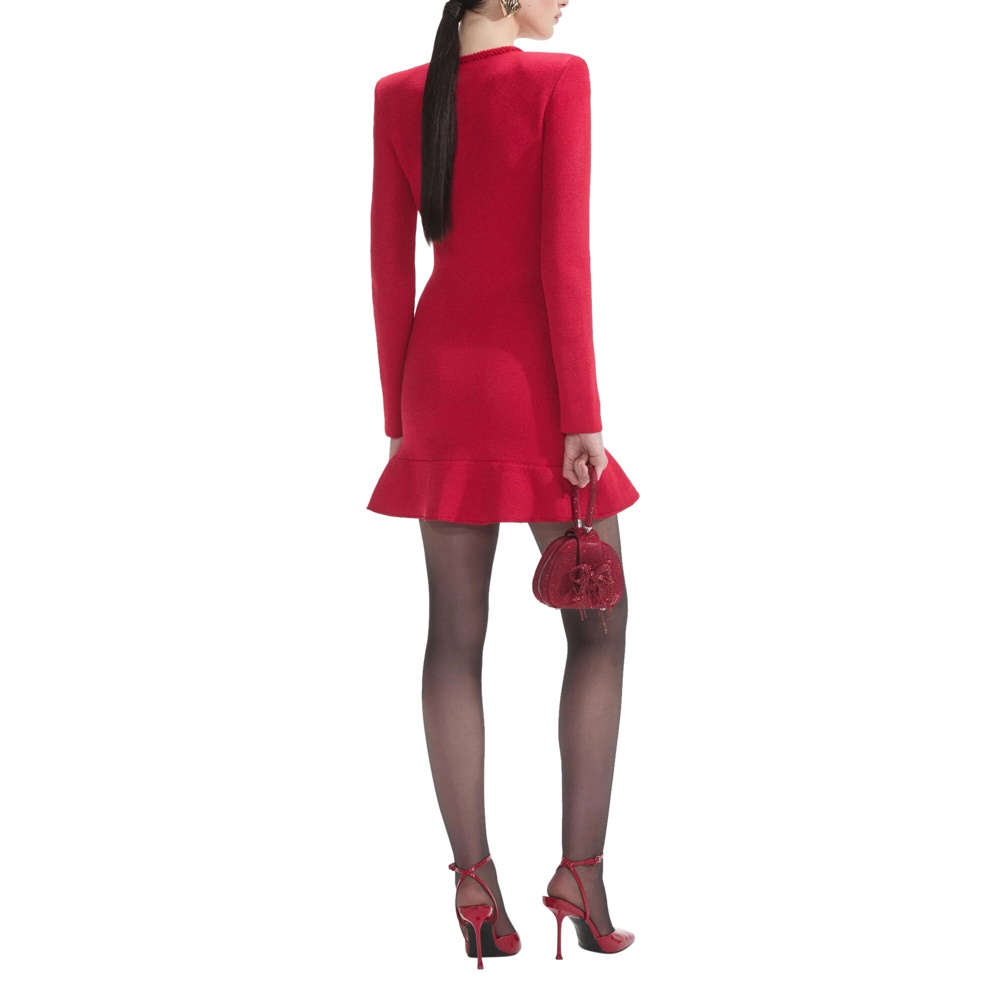 【代引き不可】 Heart Knit Red Button Dress Mini ワンピース