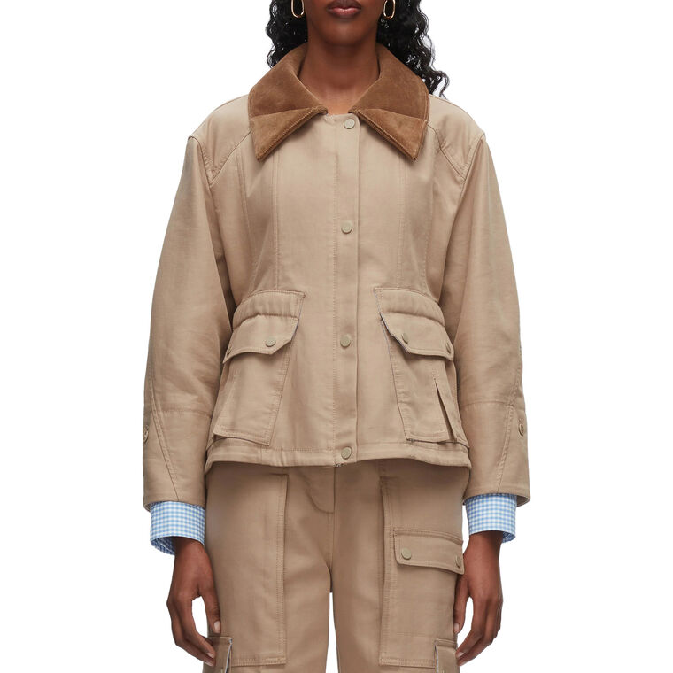 Cropped Flounce Combo Jacket image number null
