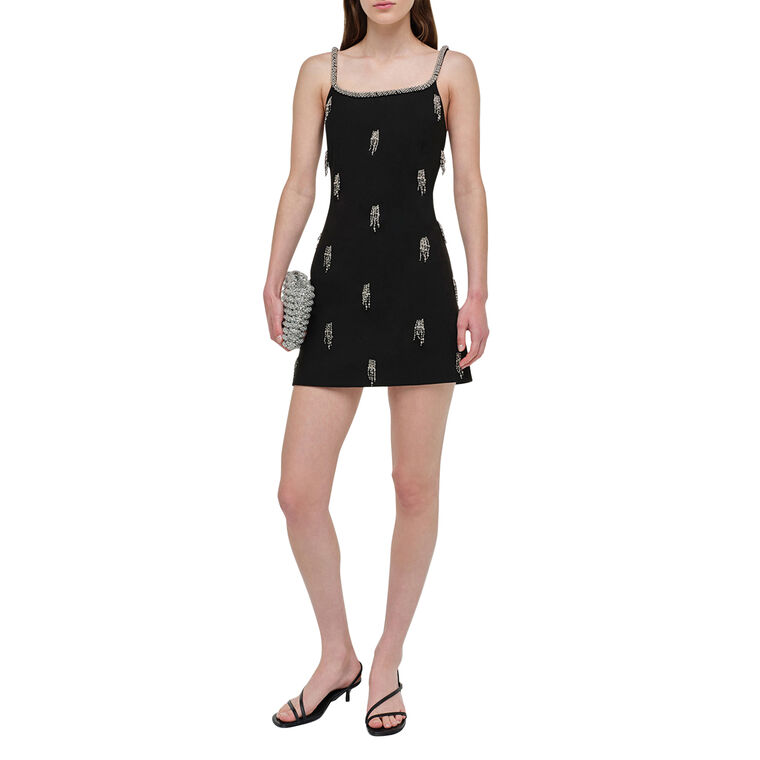 Amy Sleeveless Embellished Crepe Mini Dress image number null