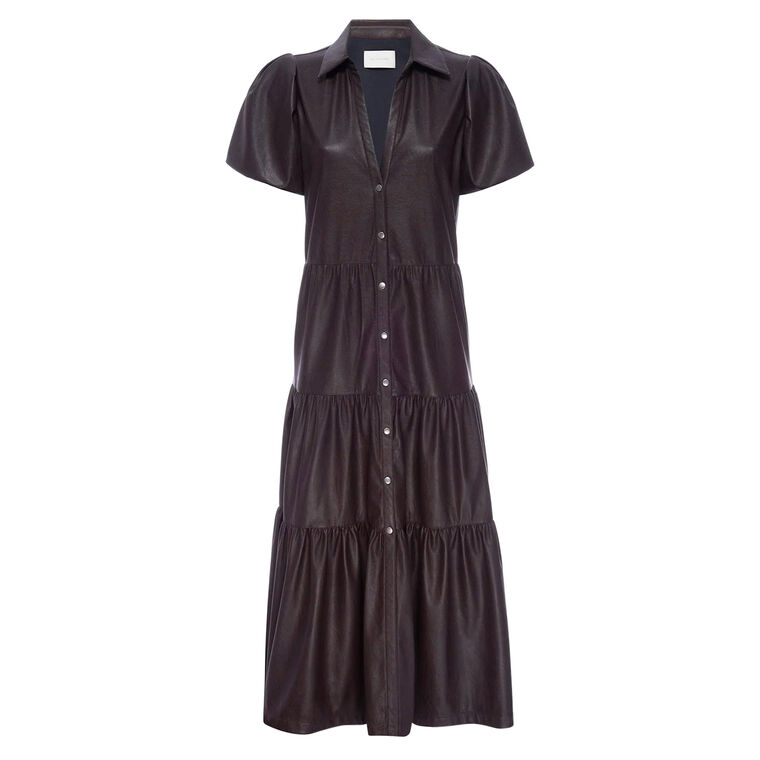 The Havana Vegan Leather Midi Dress image number null