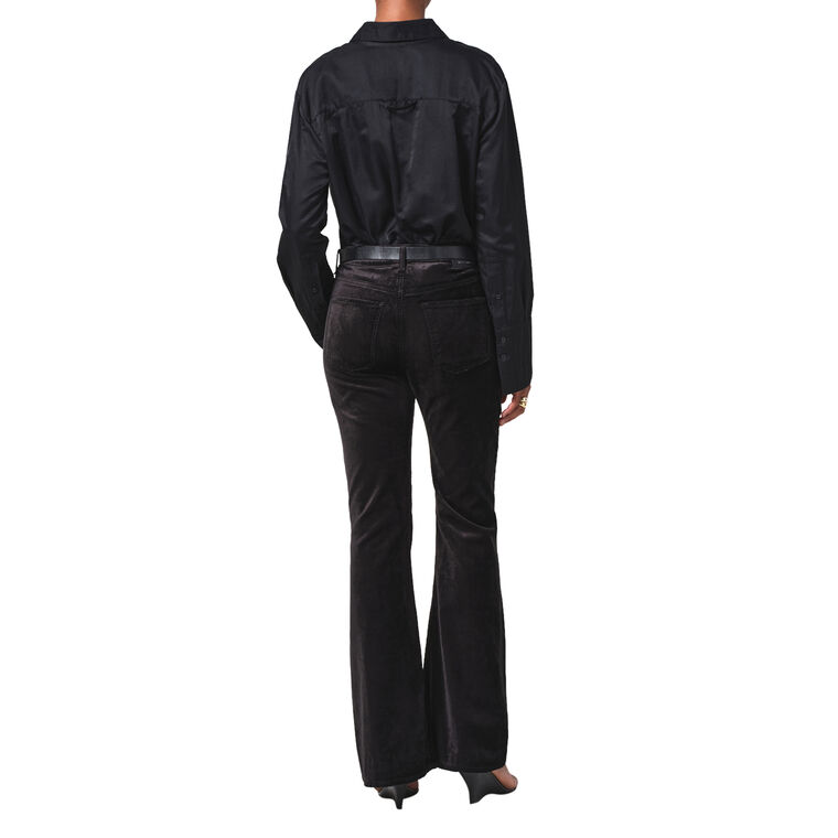 Lilah Velvet Flare Pant With Welt Pocket image number null