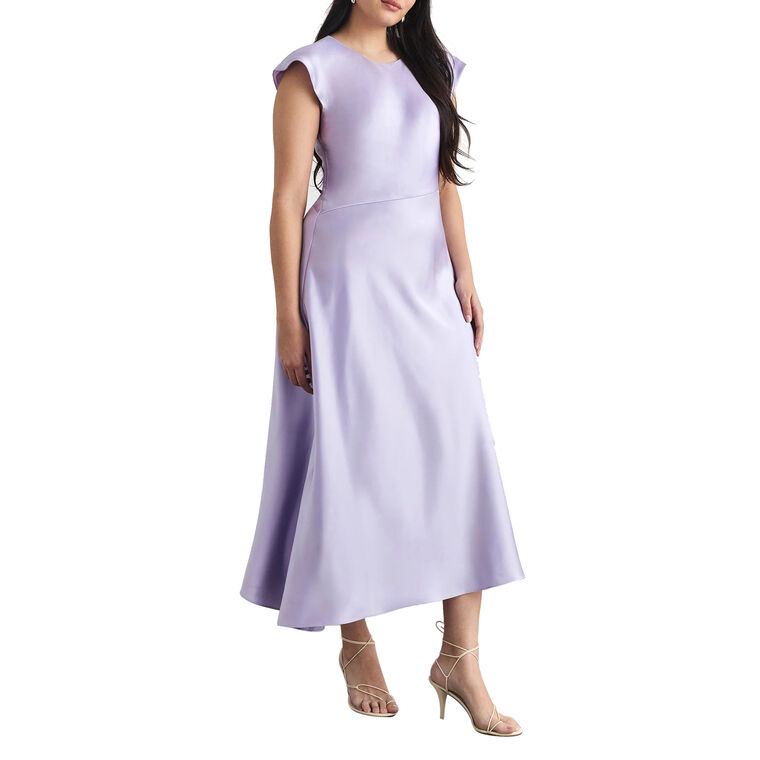 Violeta Flutter Sleeve Satin Midi Dress image number null