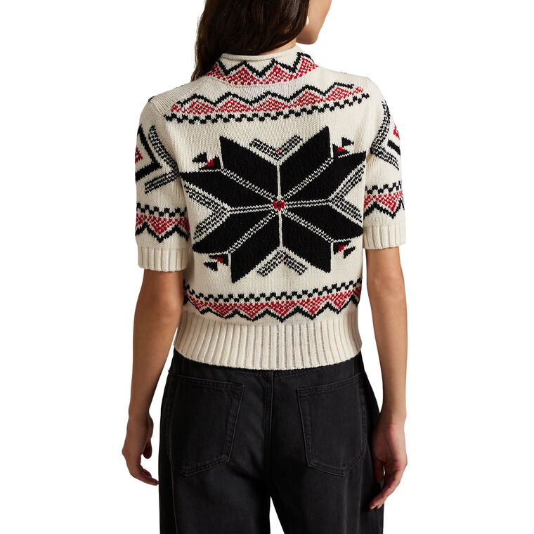 Mock Neck Short Sleeve Pullover Sweater image number null