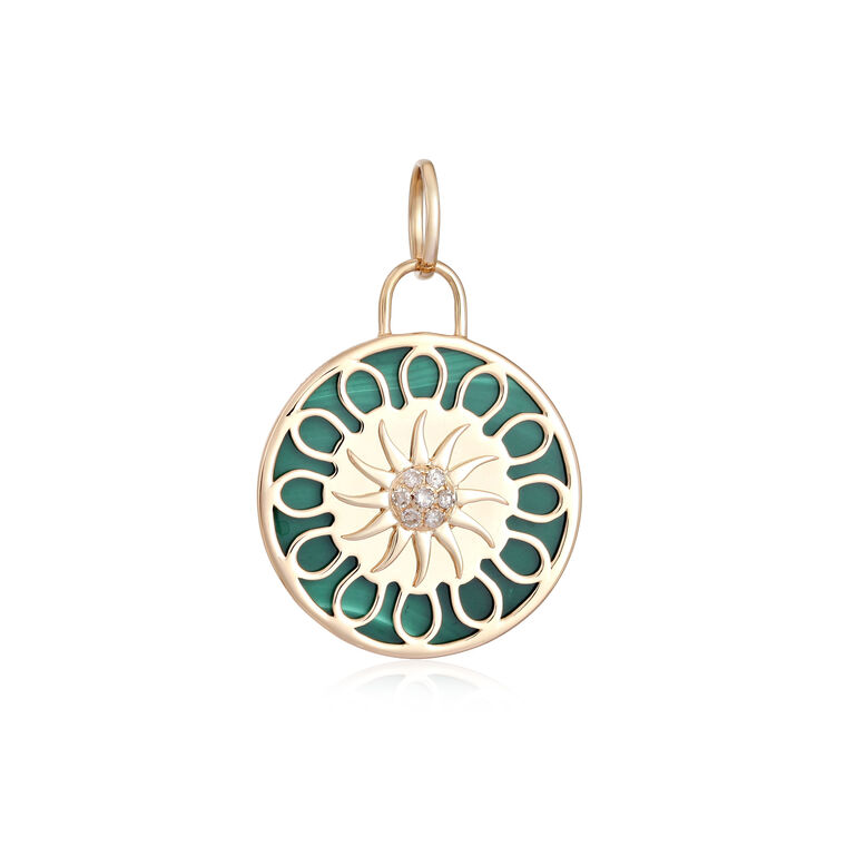 Malachite and Gold Sun Pendant image number null