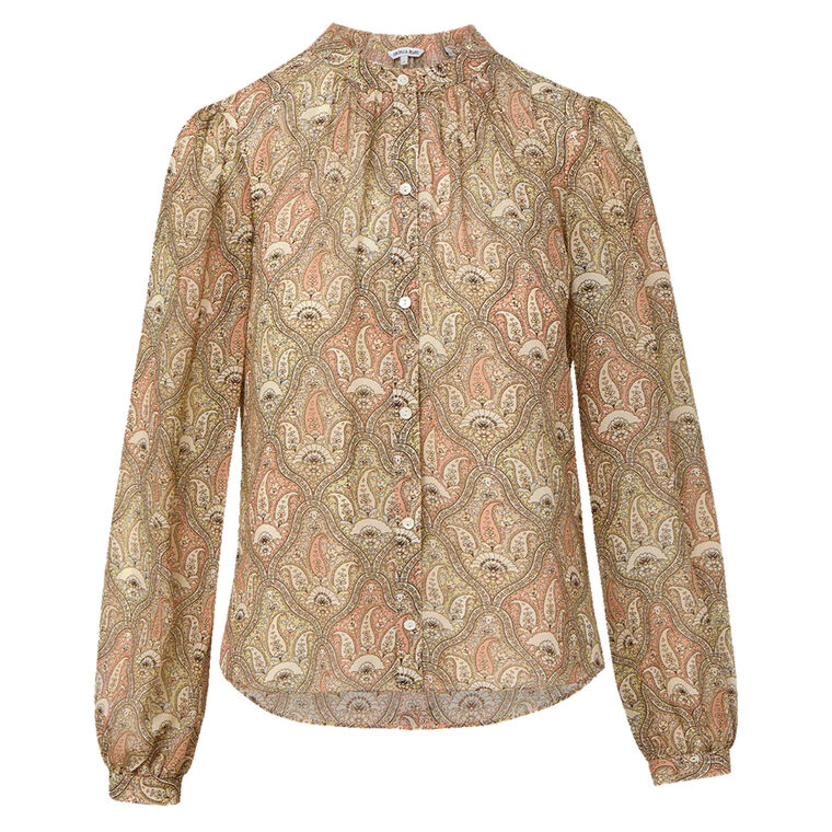 Ashlyn Long Sleeve Paisley Silk Blouse image number null
