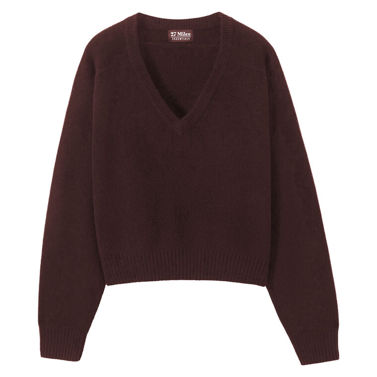 Crystal Cashmere Long Sleeve V-Neck Pullover Sweater image number null