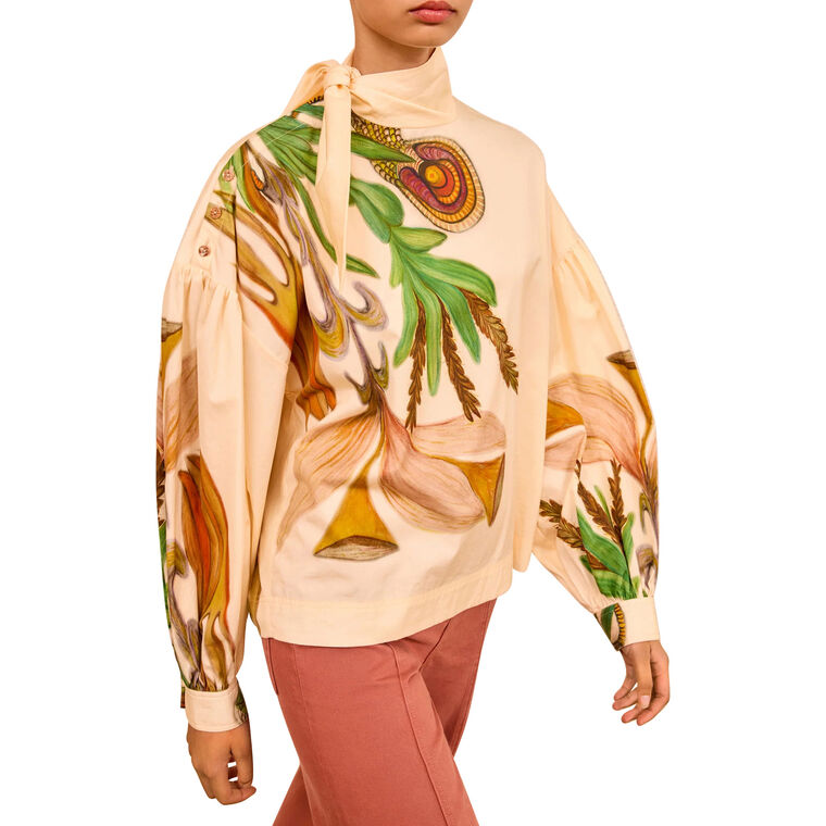 Pastel Long Sleeve High Neck Blouse image number null