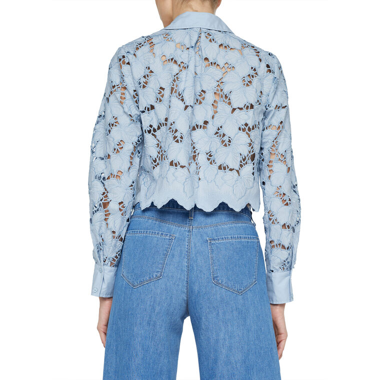 Seychelle Lace Cropped Buttondown Blouse image number null