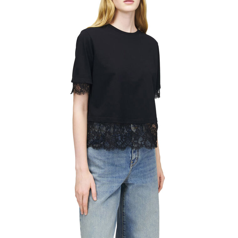 Short Sleeve Lace Layer T-Shirt image number null