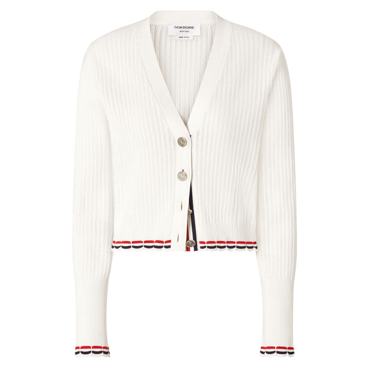 Long Sleeve Pointelle Rib Stitch Cardigan image number null