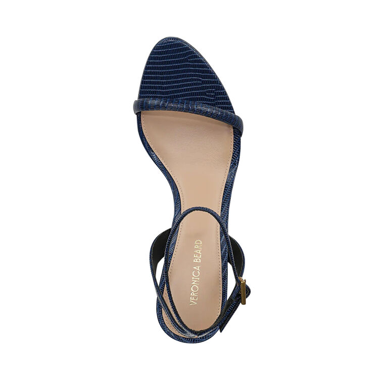 Sylvie Lizard-Embossed Ankle-Strap Stiletto Sandal image number null