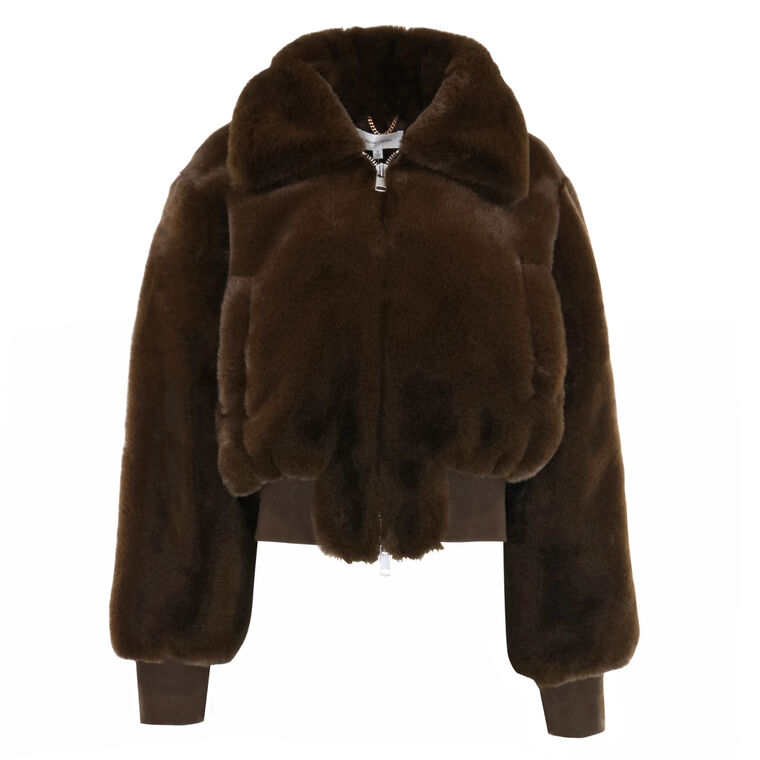 Clemence Cropped Faux Fur Jacket image number null