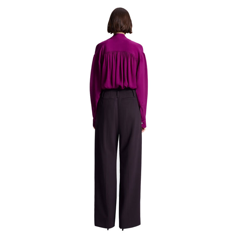 Vivi Long Sleeve Tie-Neck Silk Top image number null
