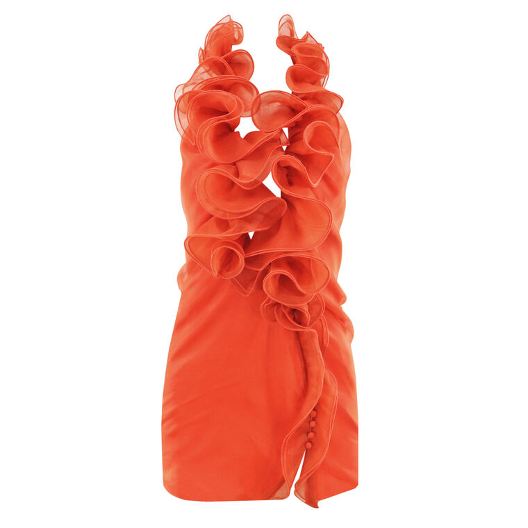 Sleeveless Organza Mini Dress With Ruffles image number null
