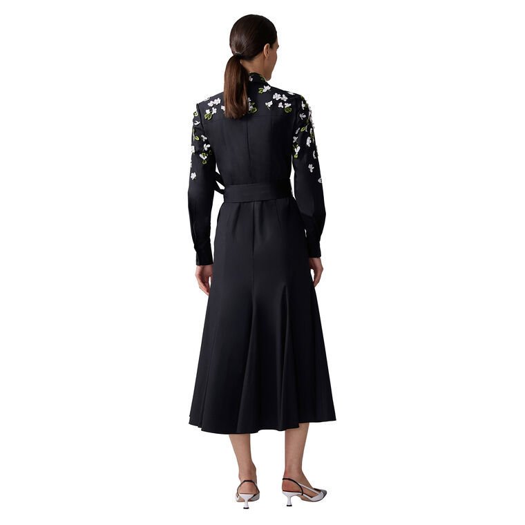 Floral Embroidered Midi Shirt Dress image number null