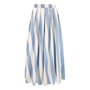 Vidim Stripe Cotton-Silk Blend Midi Skirt