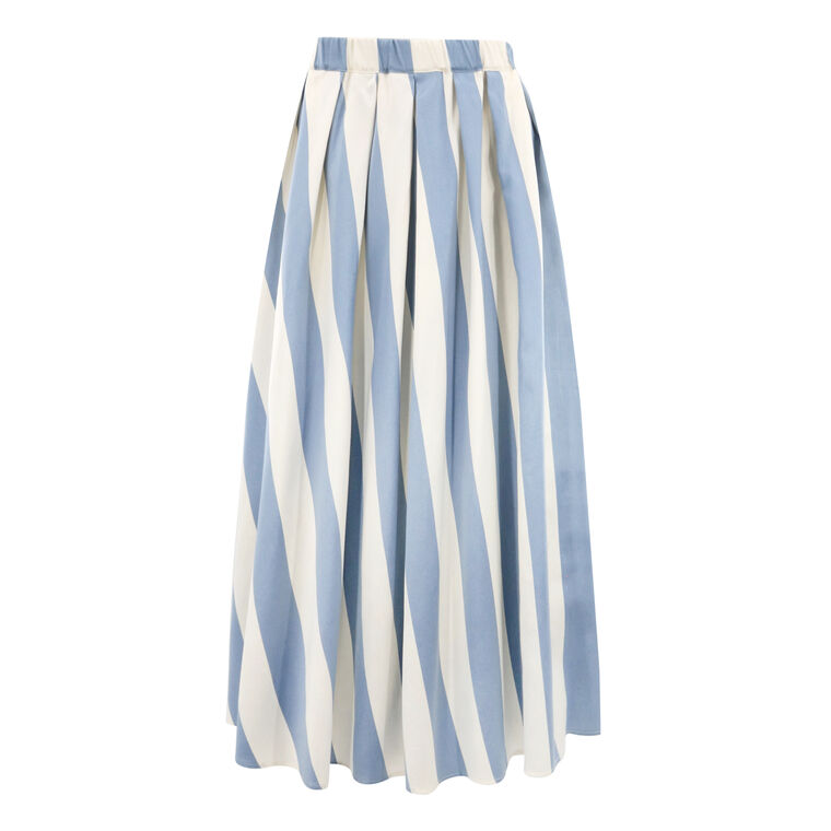 Vidim Stripe Cotton-Silk Blend Midi Skirt image number null