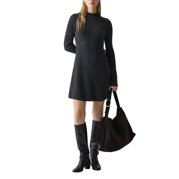 Traveling Long Sleeve Ribbed Sweater Dress image number null