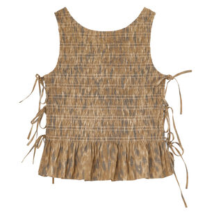 Printed Cotton Smocked Tie Strap Tank Top