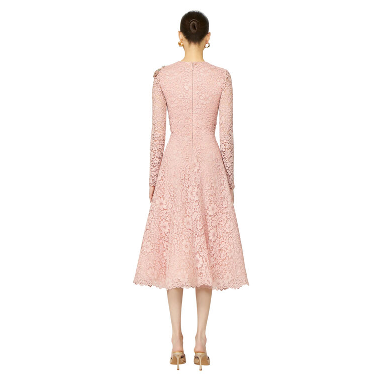 Marlena Cotton Corded Lace Long Sleeve A-Line Midi Dress image number null