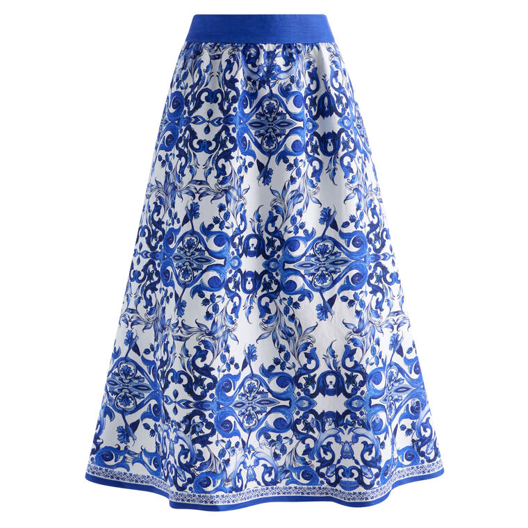 Earla High Waisted Flared Linen Midi Skirt image number null