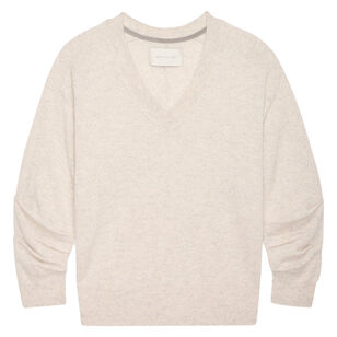 The Ennes Ruched V-Neck Cashmere Sweater