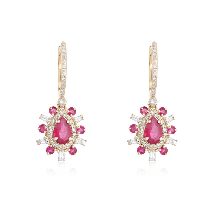 Ruby And Diamond Drop Earrings image number null