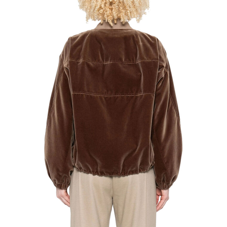 Velvet Zip-Up Bomber Jacket image number null