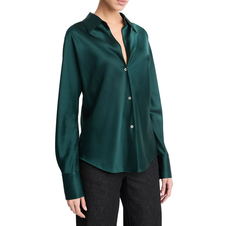 Silk Bias Long-Sleeve Blouse image number null