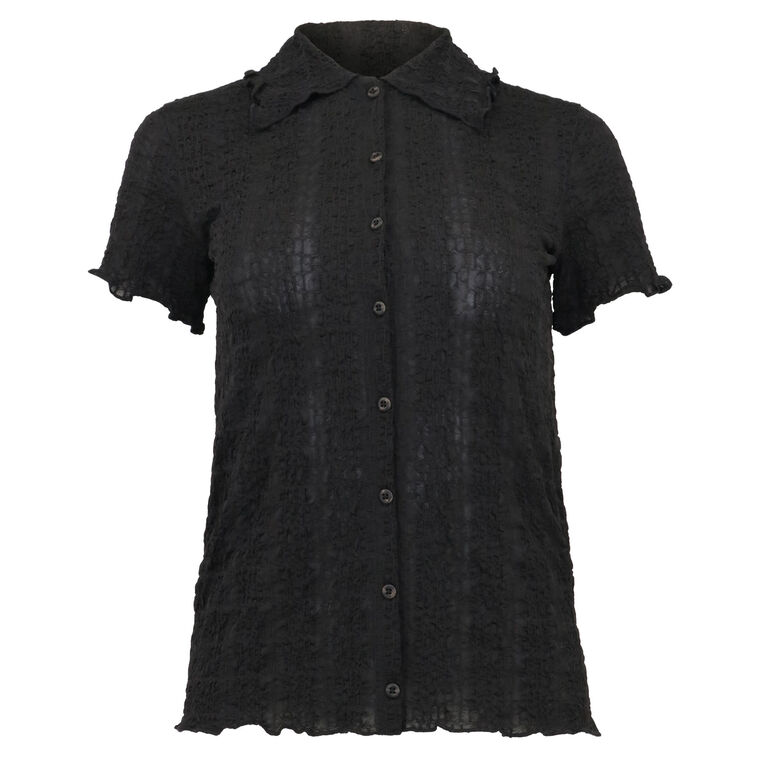 Puckered Button-Up Shirt image number null