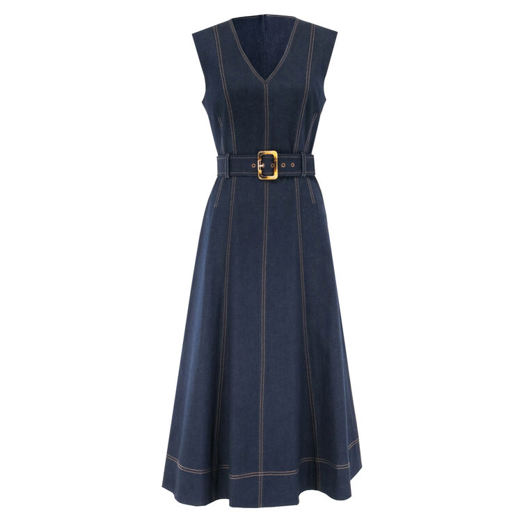 Cosette Belted Denim Dress image number null
