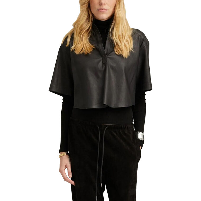 Cropped Oversized Henley Shirt image number null