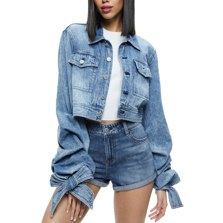 Tiff Denim Jacket With Bow Sleeve image number null