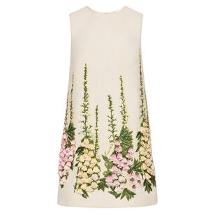 Foxglove Embroidered Tweed Shift Dress