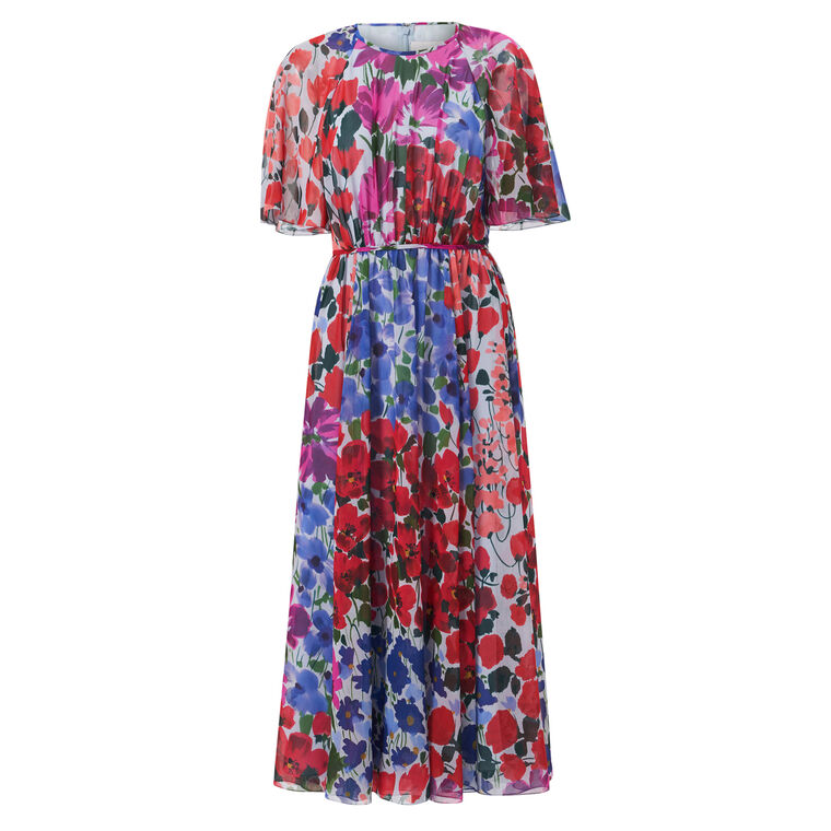 Jardin-Print Gathered Midi Dress image number null