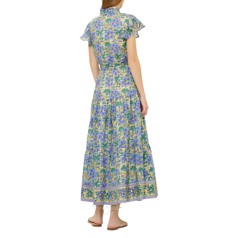 Short Sleeve Ruffle Collar Button Maxi Dress image number null