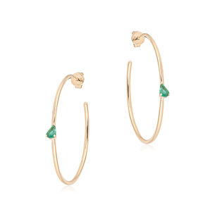Chilla Oval Emerald Solitiare Hoop Earrings