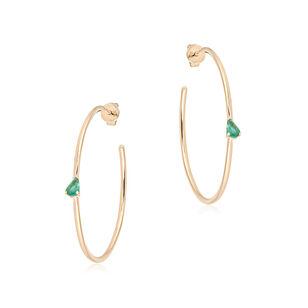 Chilla Oval Emerald Solitiare Hoop Earrings Chilla Oval Emerald Solitiare Hoop Earrings