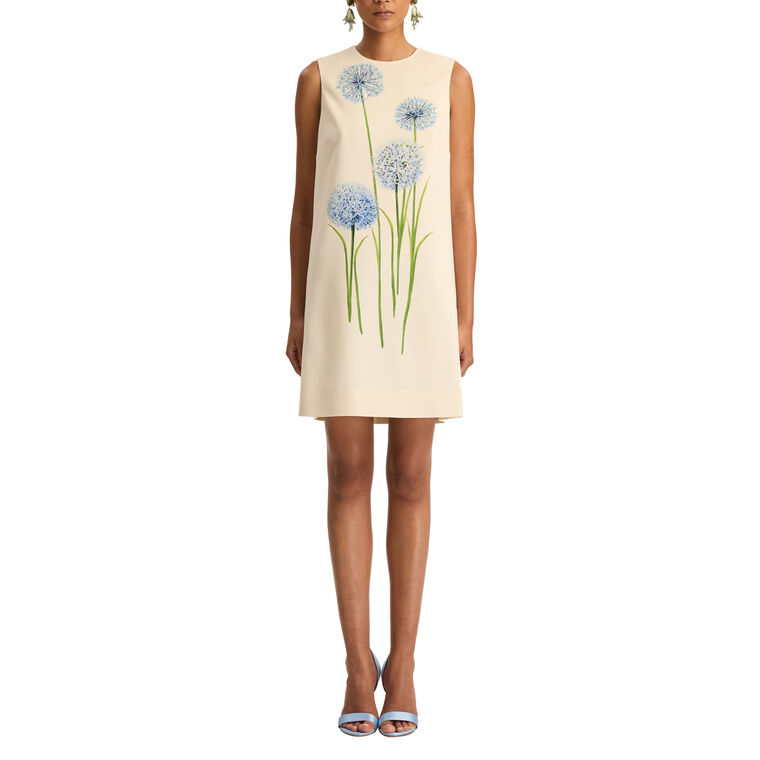 Sleeveless Allium Print Wool Shift Dress image number null