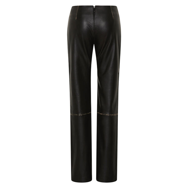 Low Rise Brushed Leather Straight-Leg Pants image number null