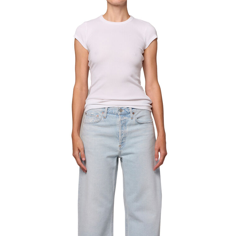 Edison Cap Sleeve Rib Knit Tee image number null