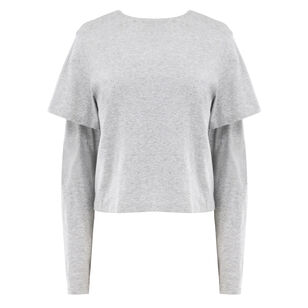 2Tee Long Sleeve Double-Layered Crewneck Top