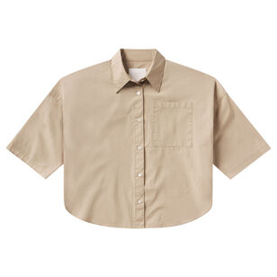 Frances Short Sleeve Cropped Cape Button Up
