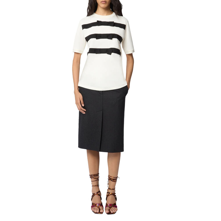 Short Sleeve T-Shirt With Contrast Bow Details image number null
