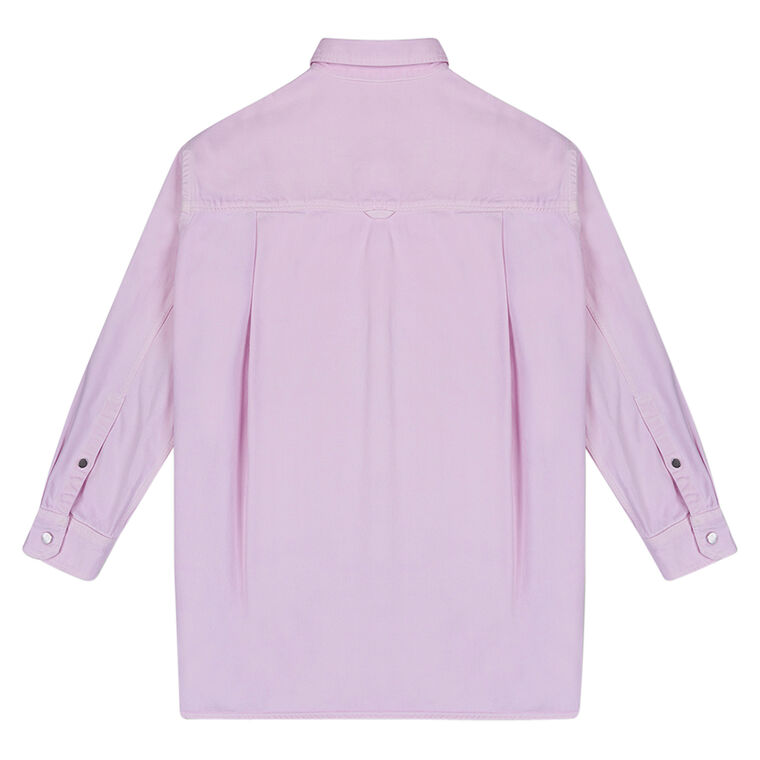 Long Sleeve A-Line Stonewash Denim Shirt image number null