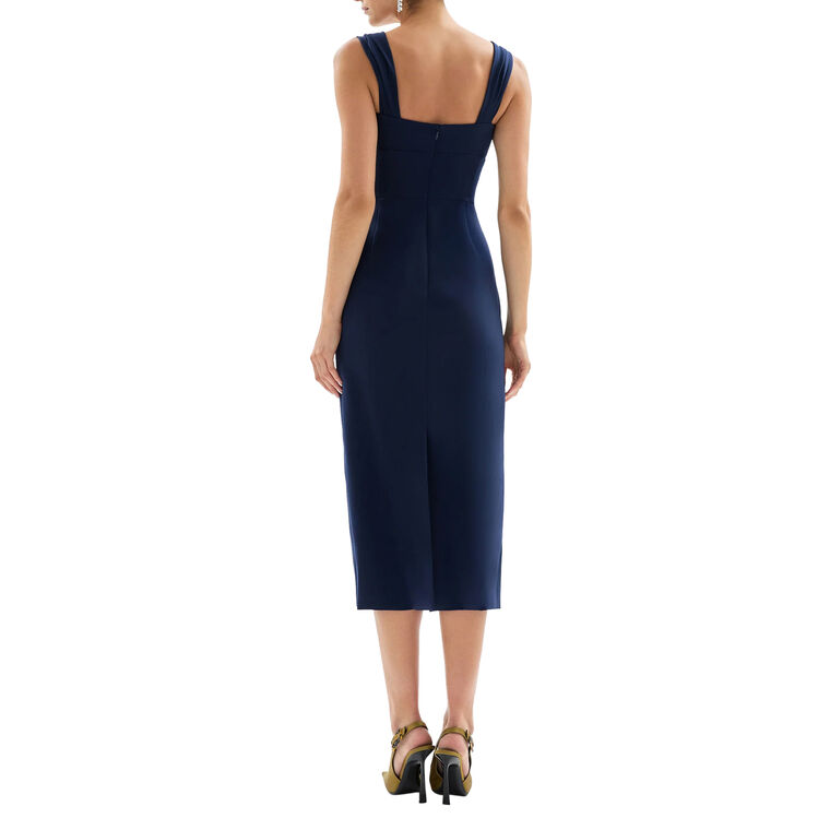 Mia Sleeveless Draped Body Midi Dress image number null